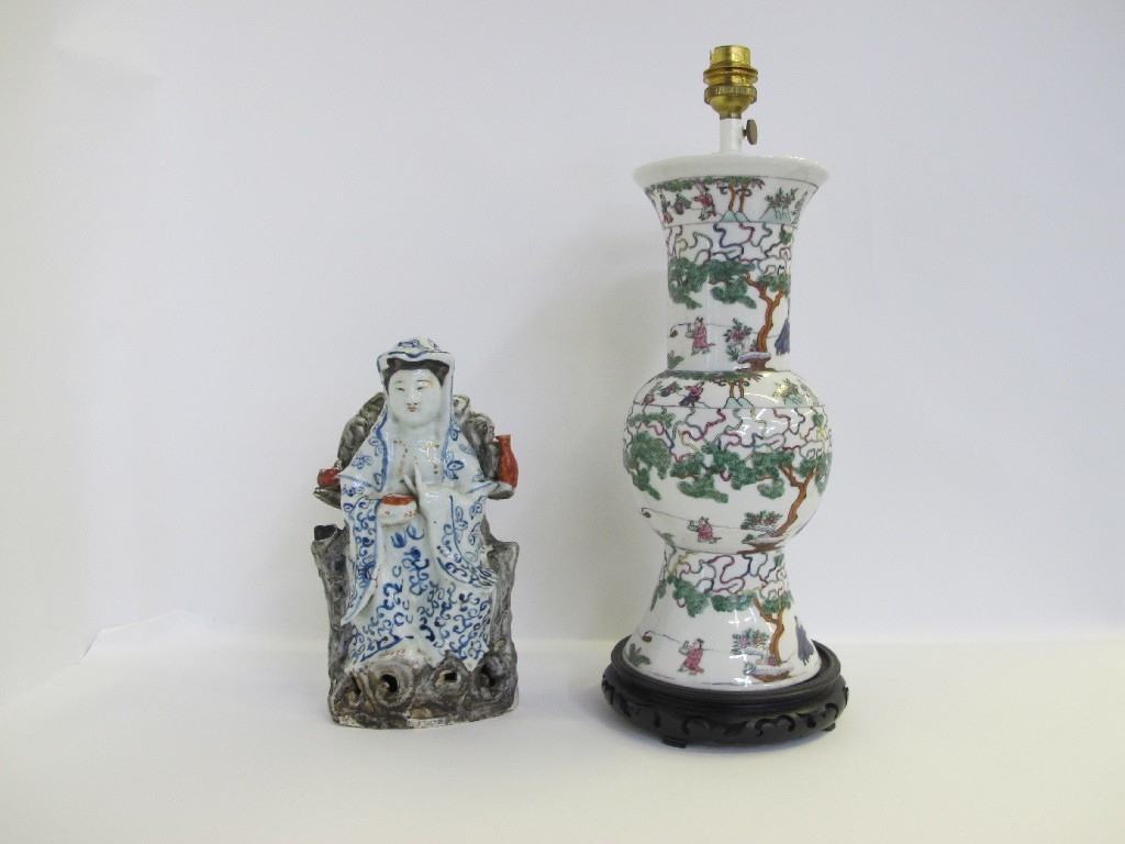 Appraisal: Chinese gu shaped vase converted to table lamp and a