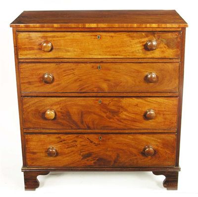 Appraisal: An early Victorian mahogany chest the rectangular top above four