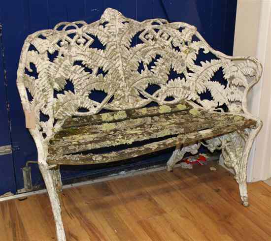 Appraisal: A white painted aluminium Coalbrookdale style garden bench ft in