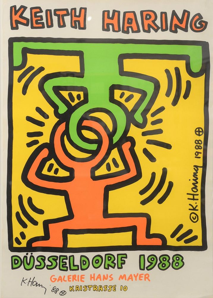 Appraisal: Keith Haring Signed Exhibition Poster for Galerie Hans Mayer Dusseldorf