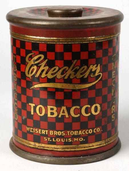 Appraisal: Checkers Tobacco Can Description Original lid Condition Excellent Size T