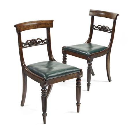 Appraisal: SET OF SIX REGENCY ROSEWOOD DINING CHAIRS CIRCA with bar