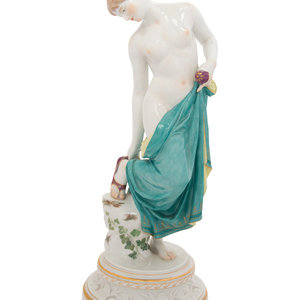 Appraisal: A Large Meissen Porcelain Figure of a Bathing Lady After