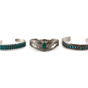 Appraisal: Fred Harvey Era AND Navajo Petit Point Turquoise and Silver