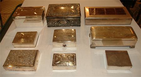 Appraisal: Group of Nine Sterling Silver Humidors and Trinket Boxes Estimate