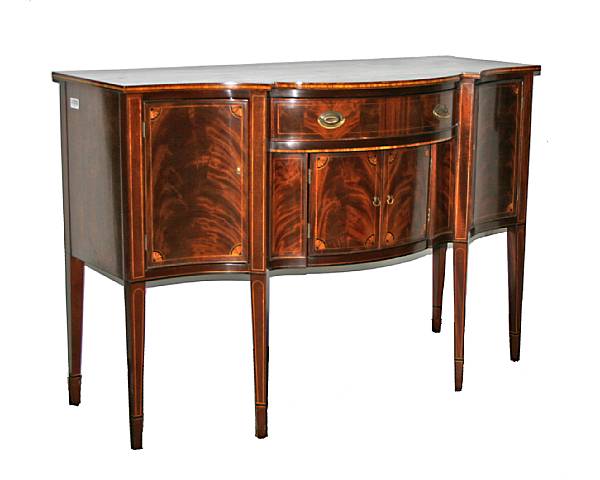 Appraisal: A George III style inlaid mahogany sideboard height in width