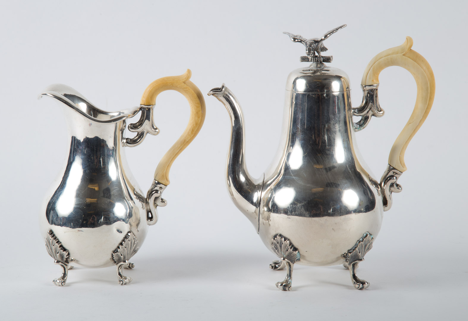 Appraisal: Austrian silver coffee pot and cream pitcher maker T Z