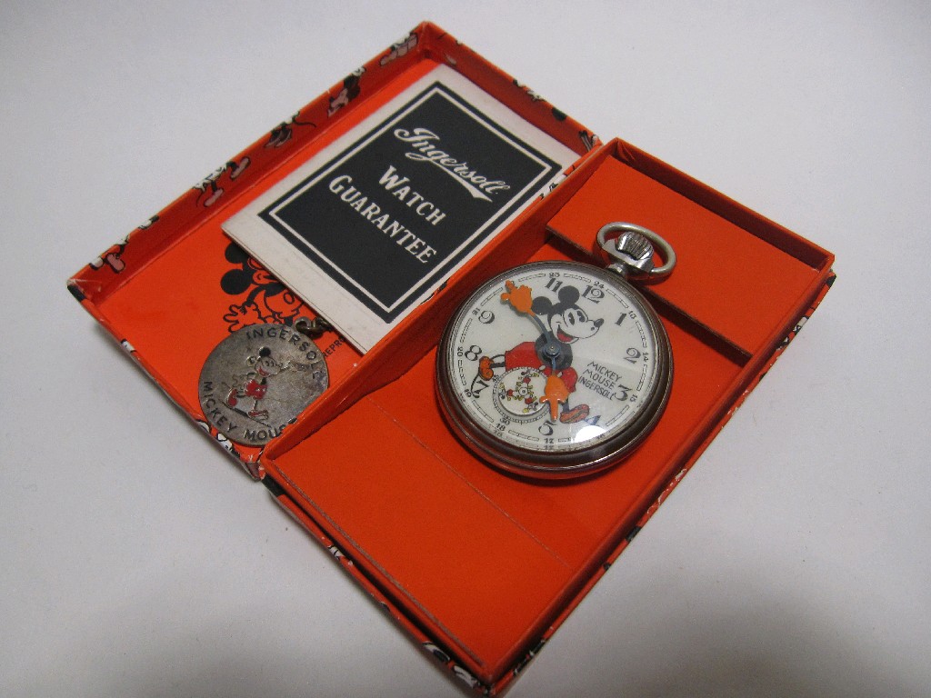 Appraisal: Ingersol Mickey Mouse pocket watch dated with original box and