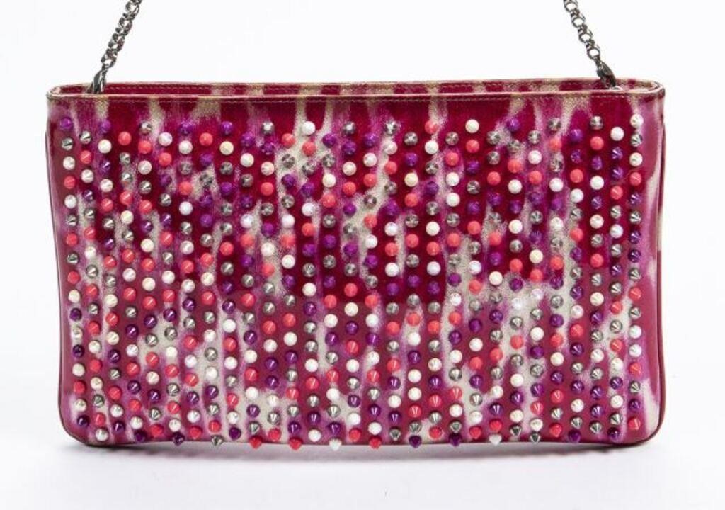 Appraisal: Louboutin Loubiposh multicolor spiked clutch bag in spiked patent leather