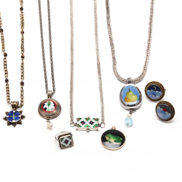 Appraisal: CLOISONNE JEWELRY ITEMS EDITH CANNON To include a necklace with