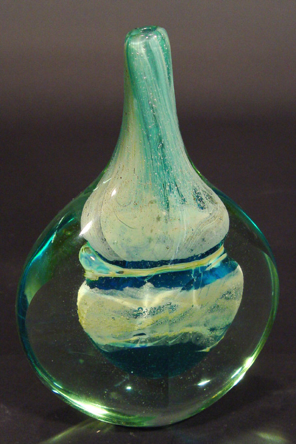 Appraisal: Mdina solifleur glass vase with turquoise and gold colouration etched