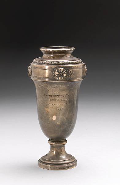 Appraisal: Marguerite Billout A French standard silver vase engraved as a