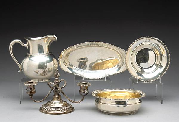 Appraisal: A group of sterling table articlesCirca Comprising water pitcher A