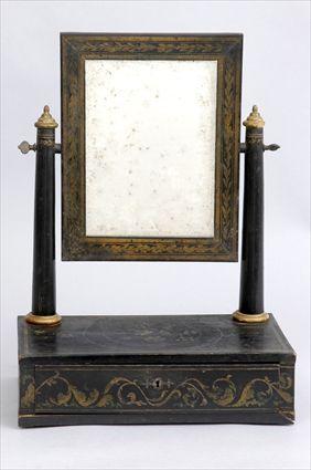 Appraisal: FEDERAL EBONIZED DRESSING TABLE MIRROR The rectangular swing plate within