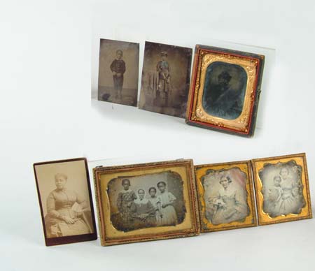 Appraisal: INTERESTING LOT OF AFRICAN-AMERICAN AMBROTYPES plate shows a mother and