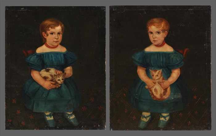 Appraisal: TH C SCHOOL PAIR OF PORTRAITS OF YOUNG GIRLS Oil