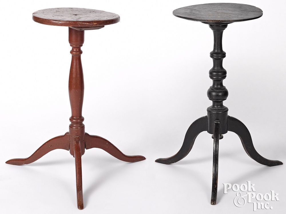 Appraisal: Two New England painted candlestands Two New England painted candlestands