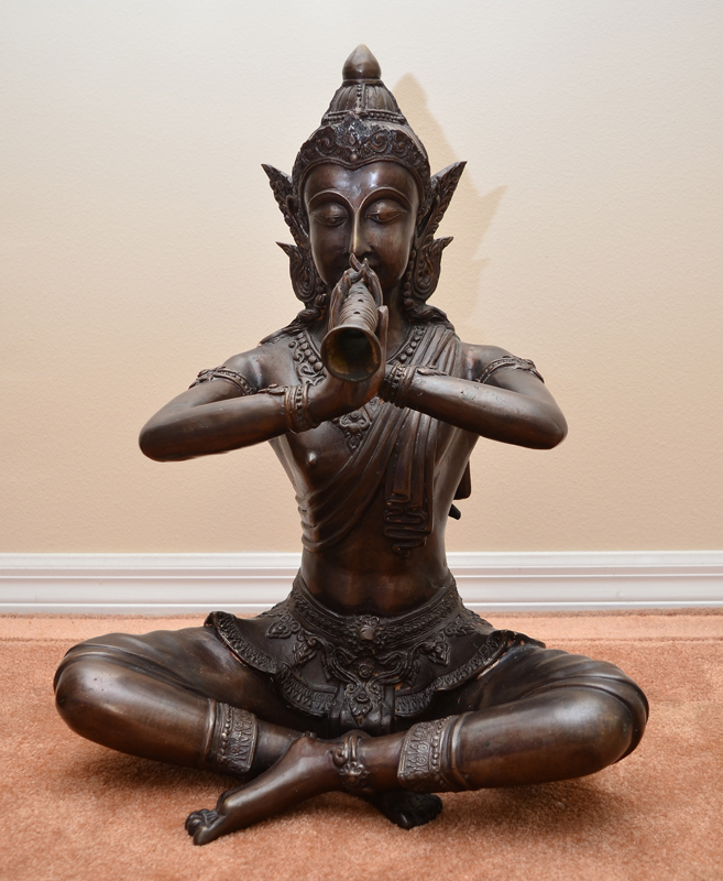 Appraisal: SEATED BRONZE THAI MUSICIAN Figure of a musician in seated