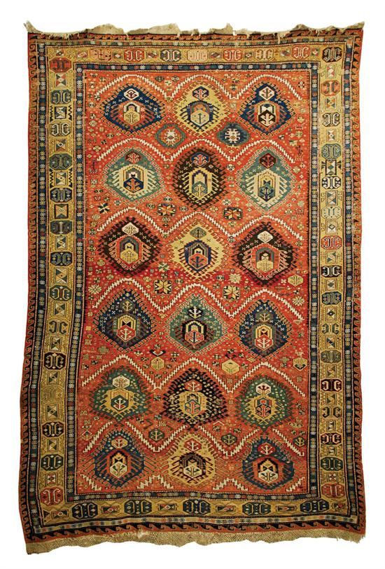 Appraisal: SOUMAC BLOSSOM PALMETTE CARPET Caucasus late th century feet inches