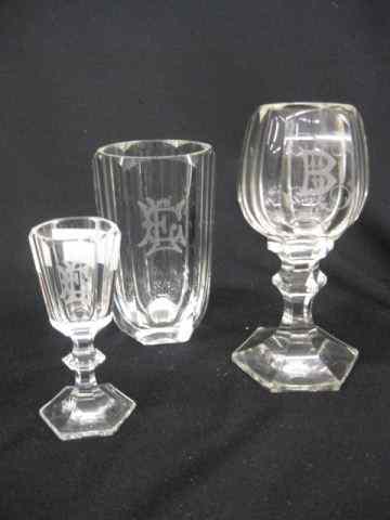 Appraisal: pc Bohemian Cut Crystal Tableware sherry glasses mono ''B'' cordials