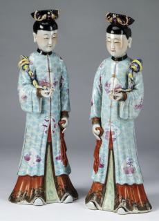 Appraisal: Chinese famille rose Ming style beauties h Pair of Chinese