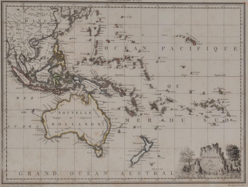 Appraisal: EARLY TH CENTURY MAP OF OCEANIA LAPIE PIERRE - OCEANIQUE