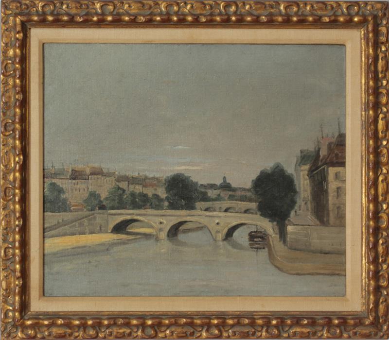 Appraisal: French School Le Pont Oil on canvas unsigned label from