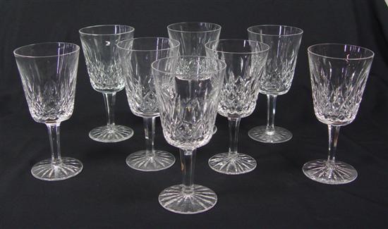 Appraisal: Eight Waterford Water Glasses Lismore pattern All in excellent condition