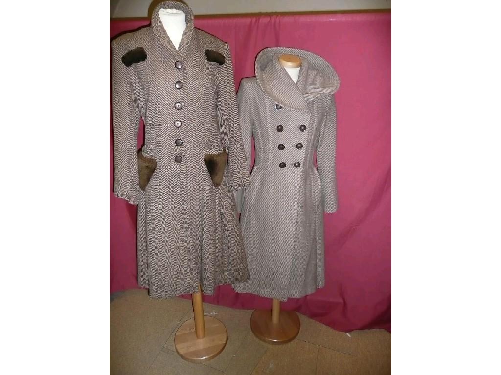 Appraisal: Two wartime CC winter coats - one with large collar