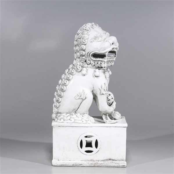 Appraisal: Chinese white glazed porcelain foo lion overall good condition some