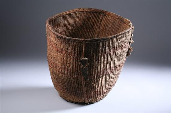 Appraisal: APACHE BURDEN BASKET early th century Woven sumac with double