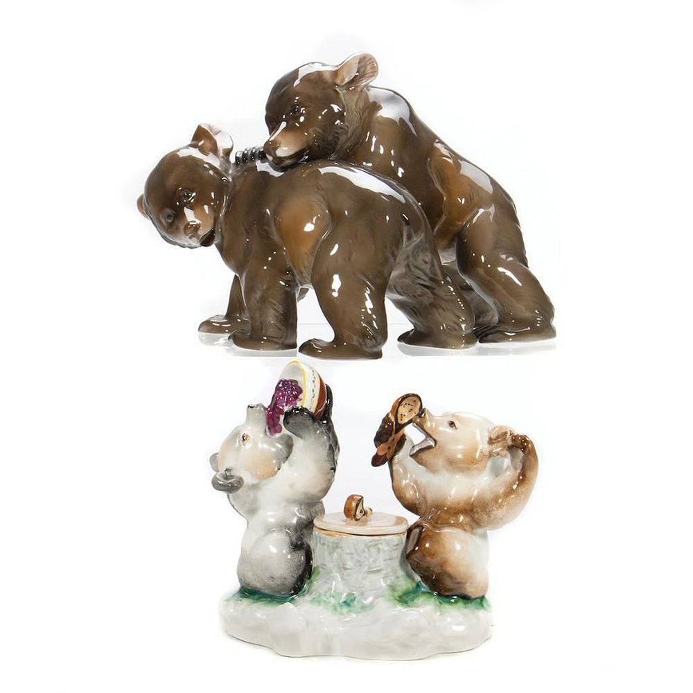 Appraisal: Russian Lomonosov and Rosenthal Porcelain Group of Bears Greatest height