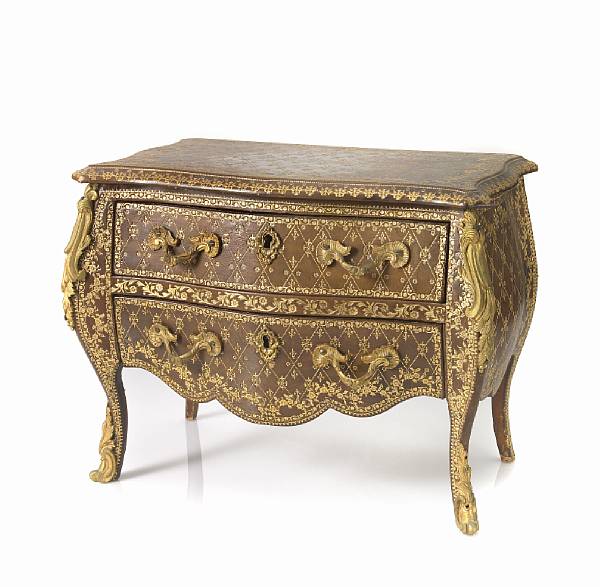 Appraisal: A Louis XV style tooled leather and bronze mounted miniature