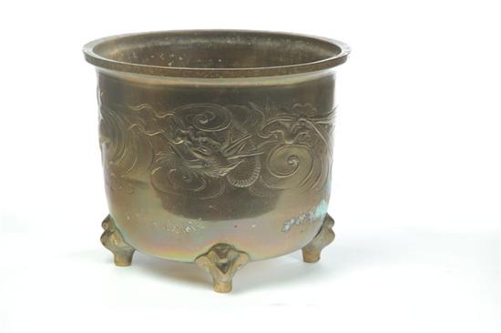 Appraisal: JARDINIERE China th century brass Cast dragons around the circumference