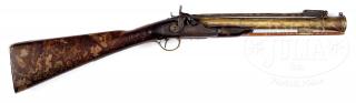 Appraisal: BRASS BARRELED PERCUSSION BLUNDERBUSS WITH SPRING BAYONET BRASS BARRELED PERCUSSION