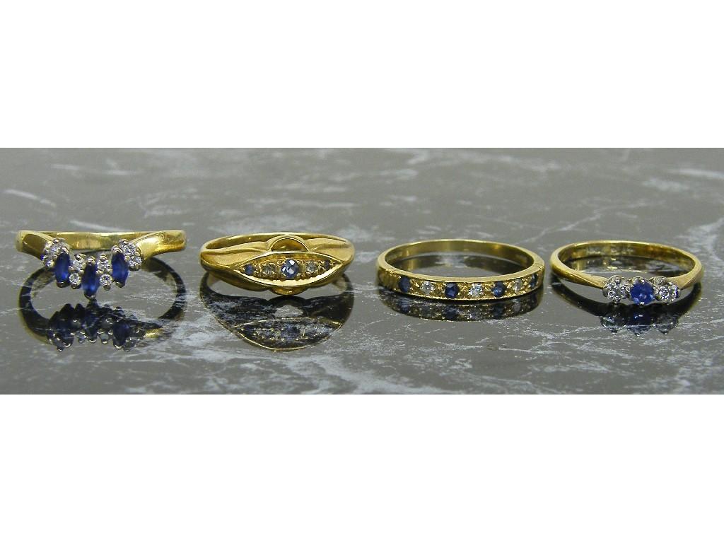 Appraisal: Four various ct sapphire and diamond dress rings