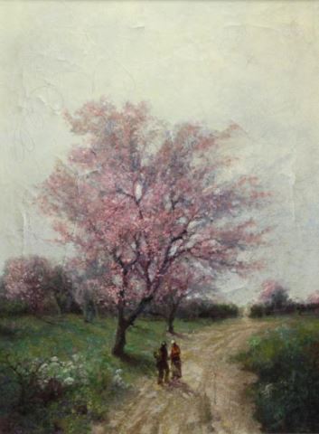 Appraisal: WOOD Lewis John Oil on Canvas Blossom Tree Not visibly