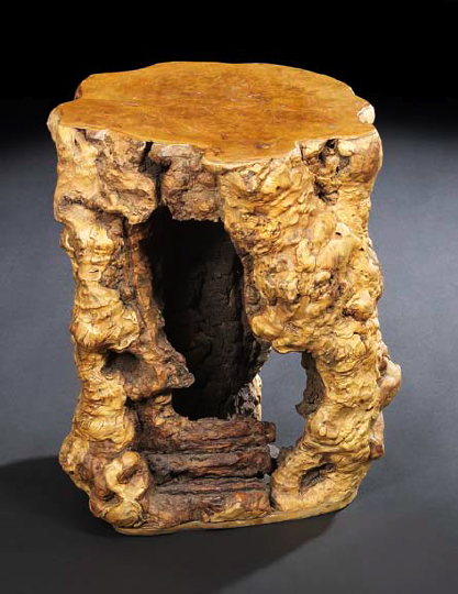 Appraisal: Rare Chinese Burl Garden Seat the natural burl root of