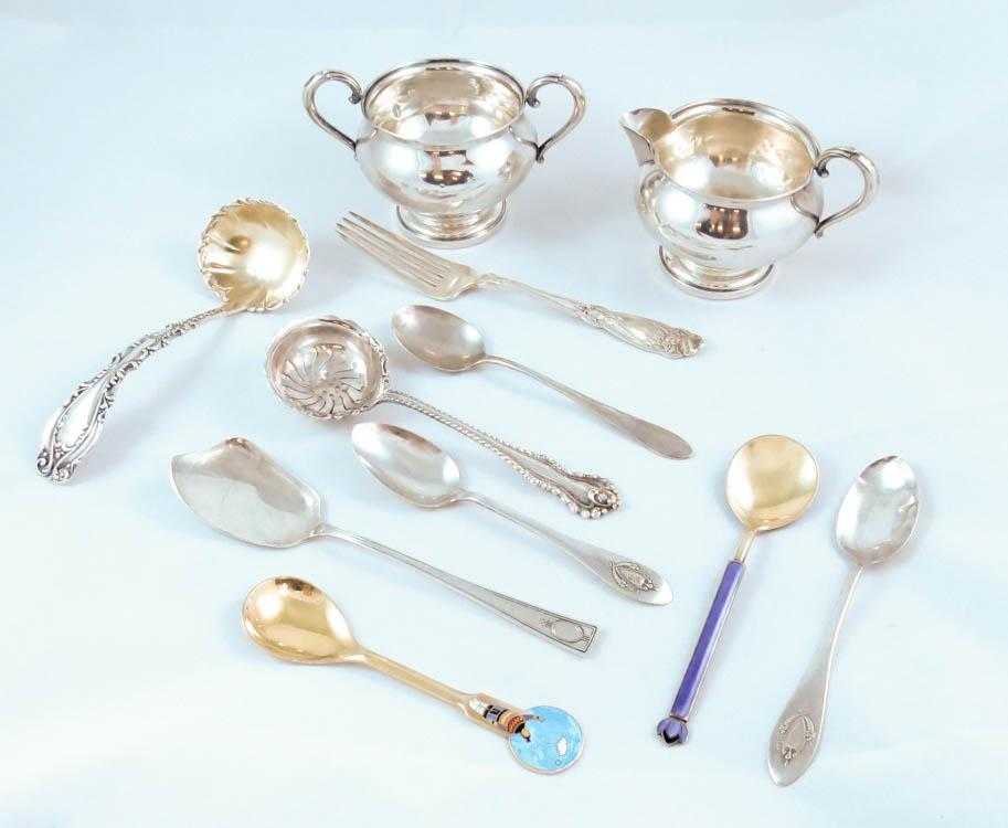 Appraisal: ELEVEN STERLING SILVER HOLLOWWARE AND FLATWARE PIECES comprised of a