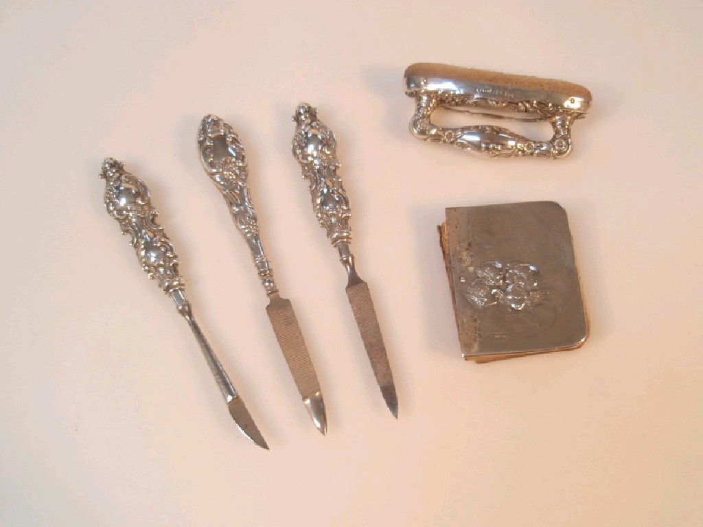 Appraisal: An early thC silver part manicure set each piece with