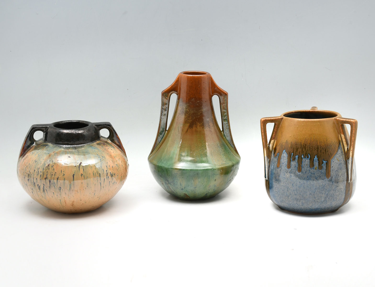 Appraisal: PC FULPER POTTERY VASES Comprising - Double handled vase in