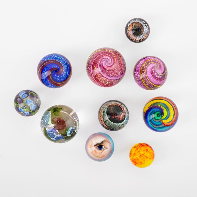 Appraisal: COLLECTION OF MULTI COLORED GLASS MARBLES Ten marbles in various