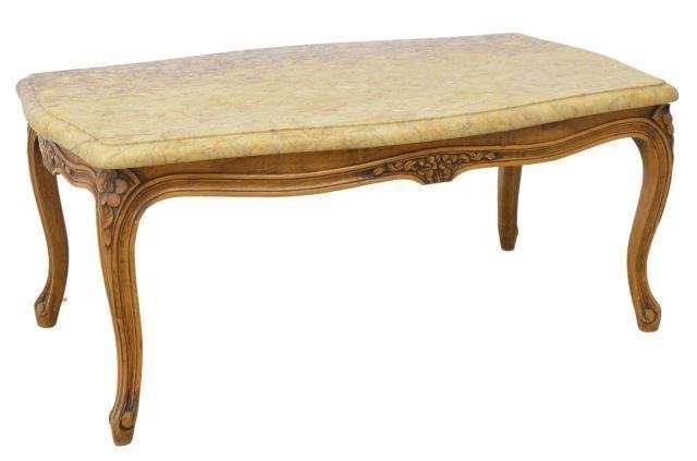 Appraisal: French Louis XV style coffee table th c shaped marble