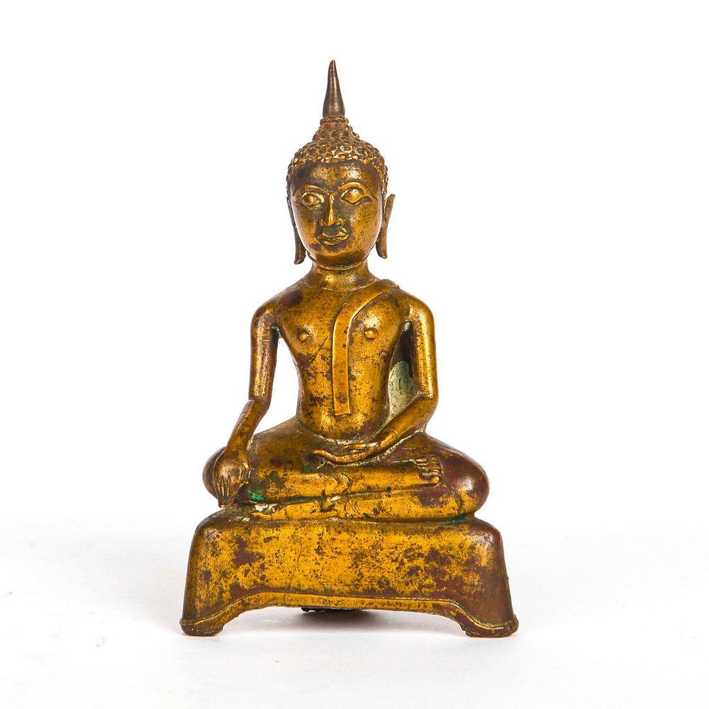 Appraisal: C TH TH CENTURY GILT BRONZE SEATED BUDDHA Impressive bronze