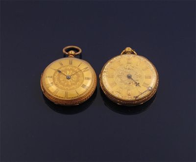 Appraisal: A gold open faced fob watch with elaborate dial And