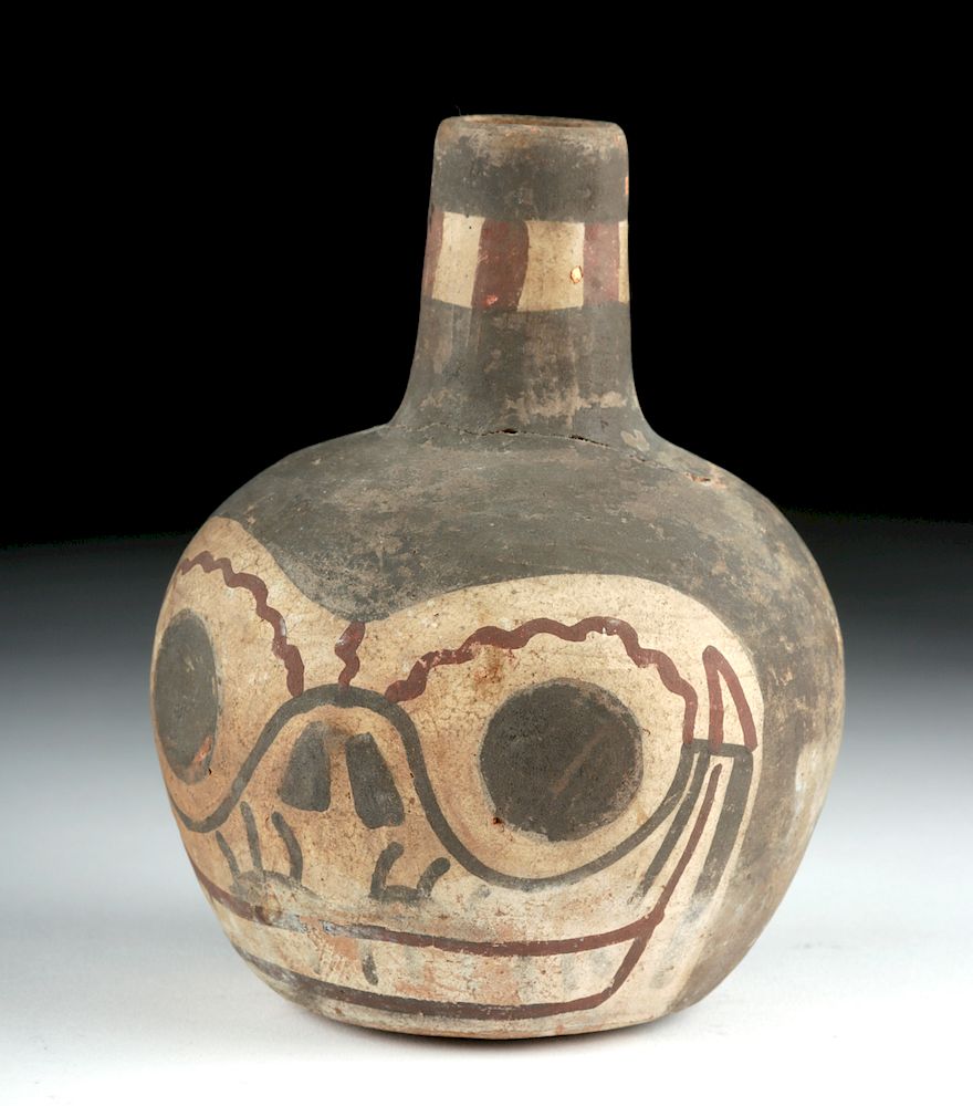 Appraisal: Late Nazca Huari Polychrome Skull Flask Originally Listed At Pre-Columbian