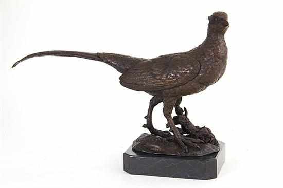 Appraisal: Bronze sculpture of pheasant after Debut Continental th century standing