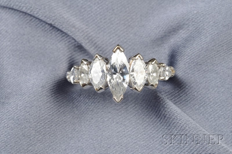 Appraisal: Diamond Ring set with marquise and pear-shape diamonds graduating in