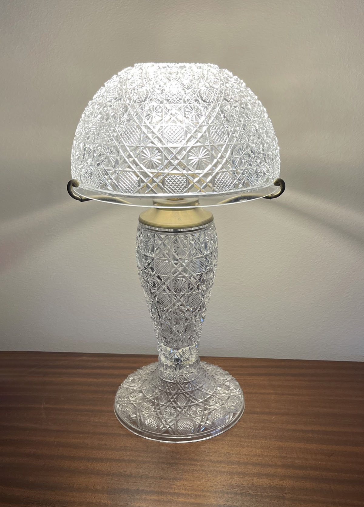 Appraisal: LARGE STATELY CUT GLASS TABLE LAMP Having an overall cut