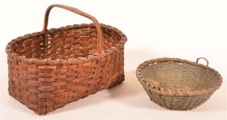 Appraisal: Two Woven Oak Splint Baskets st Circular fruit or bread